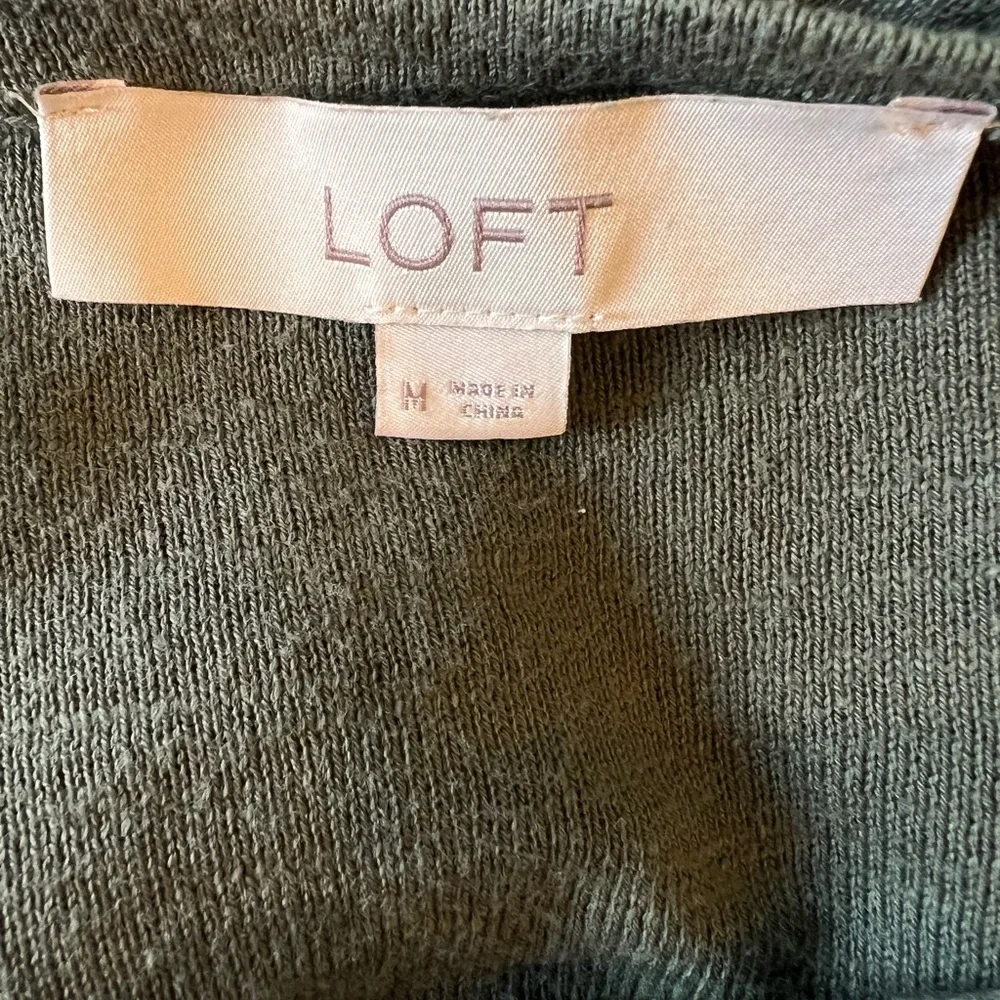 LOFT 100% Cotton SZ Medium with tassels army green top